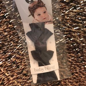Baby Bling Dark Grey Cable Knit Bow